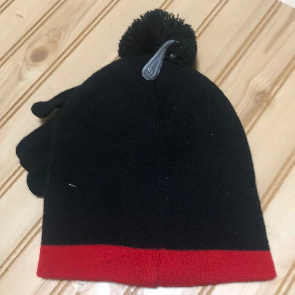 Minnie‎ Mouse Black Red Pom Pom Hat Glove Set NWT